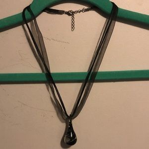 Black Glass Drop Necklace
